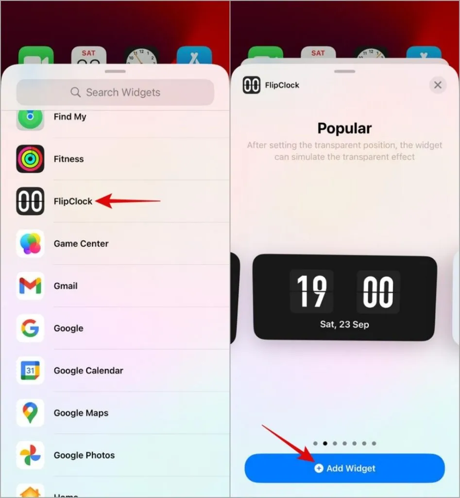 Fügen Sie das Flip-Clock-Widget auf dem iPhone-Startbildschirm hinzu