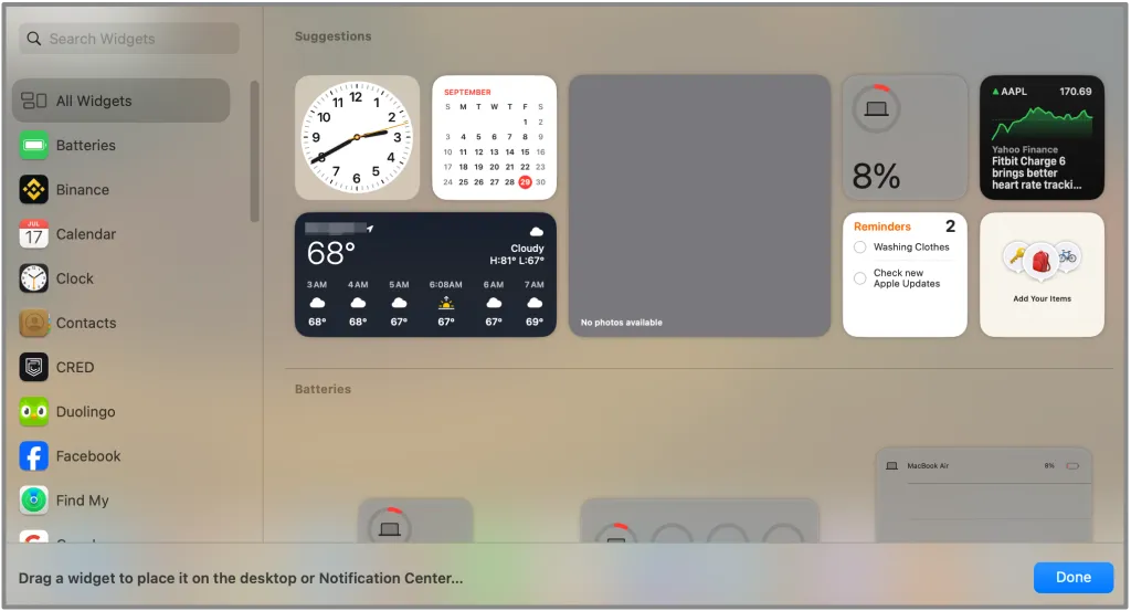 Ajouter des widgets sur macOS Sonoma 1