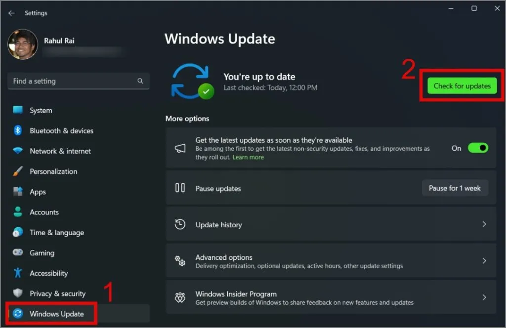 Suchen Sie nach Updates für Windows 11