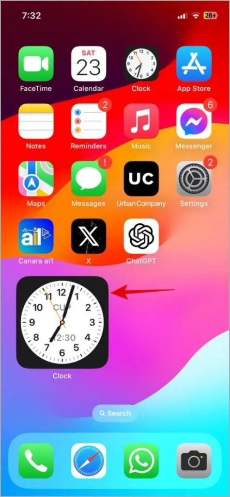 Uhr-App-Widget auf dem iPhone