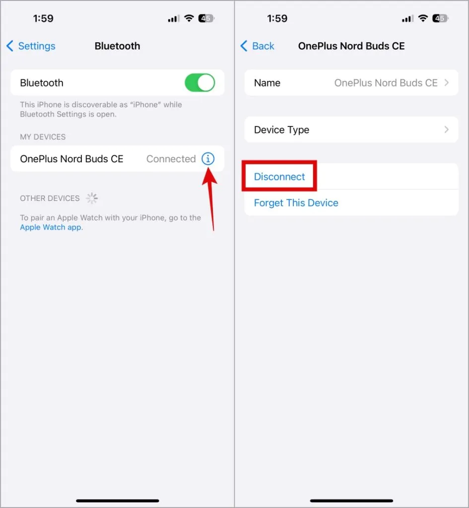 Déconnecter un appareil Bluetooth sur iPhone