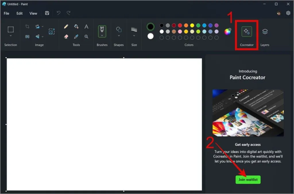 Rejoignez la liste d'attente pour accéder à Paint Cocreator
