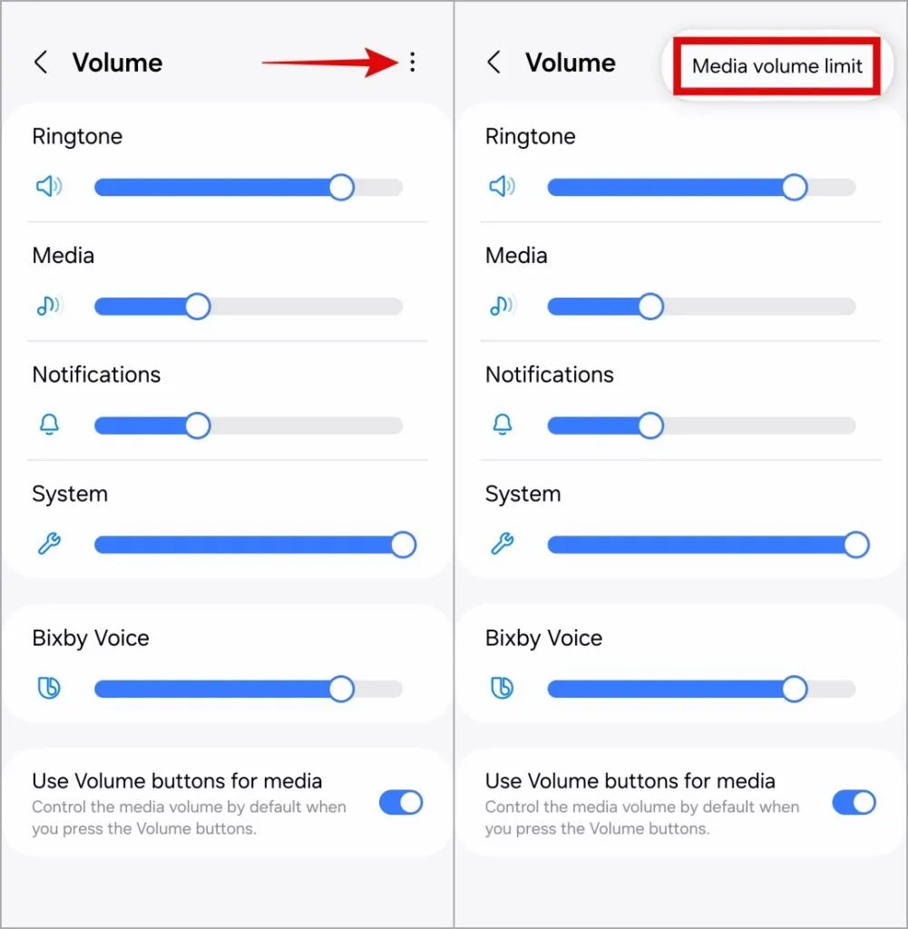 Limite de volume multimédia sur le téléphone Samsung Galaxy