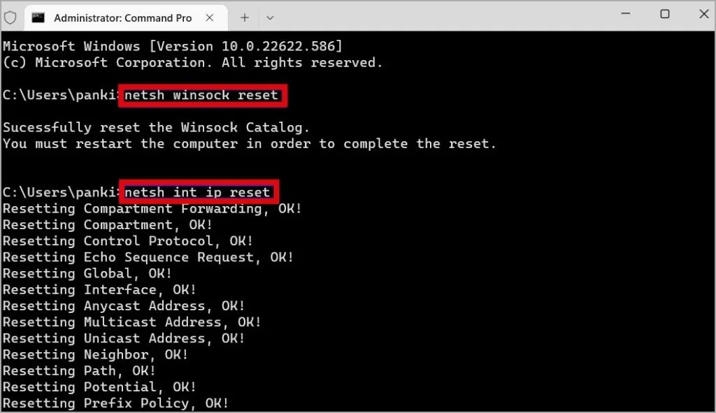 Réinitialiser TCP et IP sous Windows