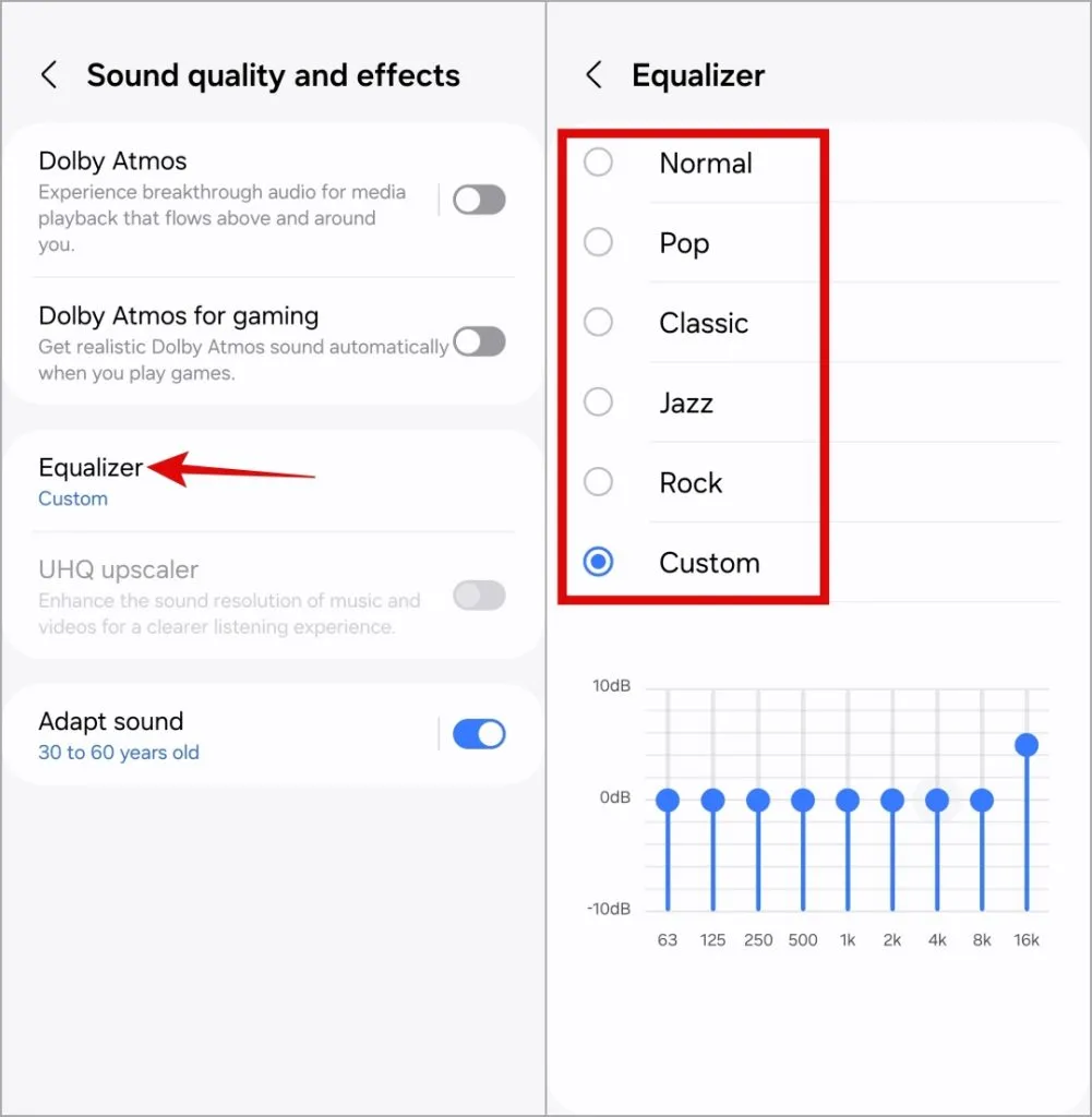 Égaliseur de son sur le téléphone Samsung Galaxy