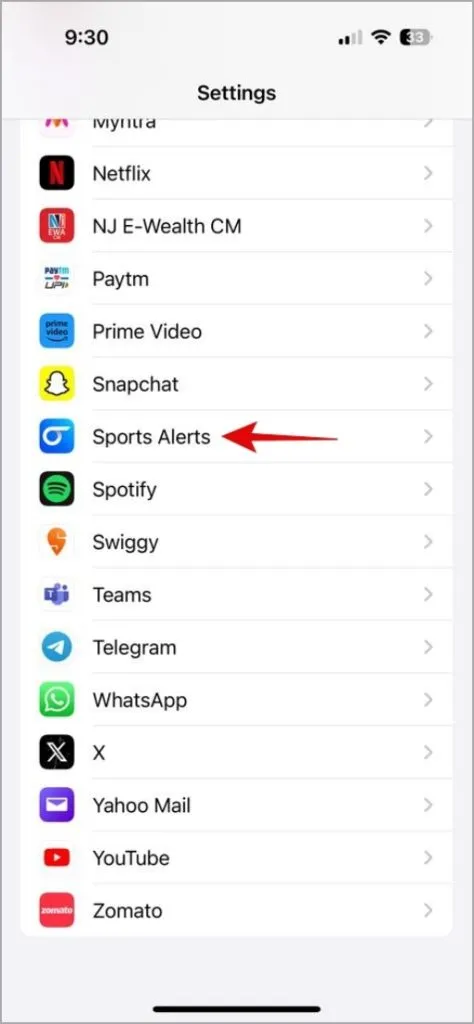 Application d'alertes sportives sur iPhone