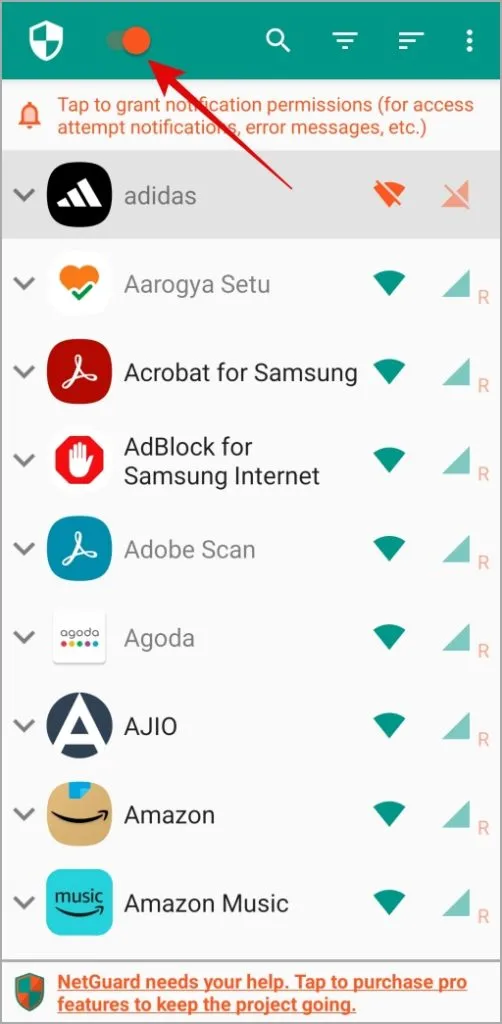 Schalten Sie NetGuard auf dem Samsung Galaxy Phone aus