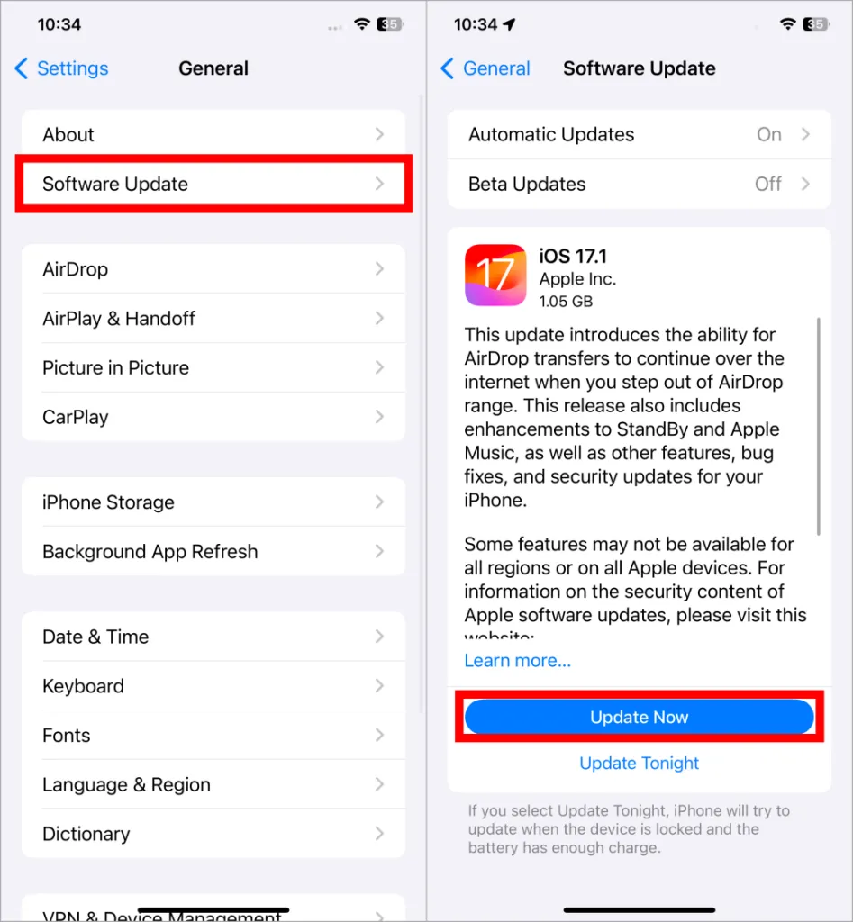 iOS-Option auf dem iPhone aktualisieren