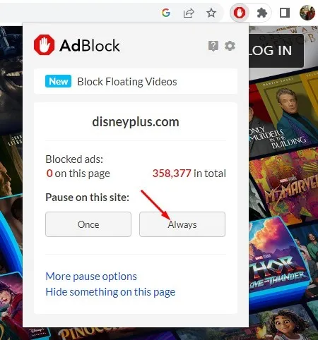 Deaktiver Adblockers eller screencast-tjenester