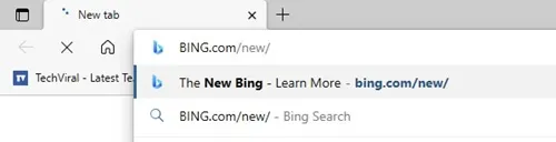 Bing AI Chat-webpagina