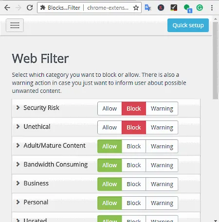 Filtro da Web Blocksi