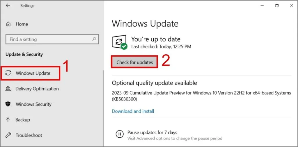 Controlla gli aggiornamenti su Windows 10