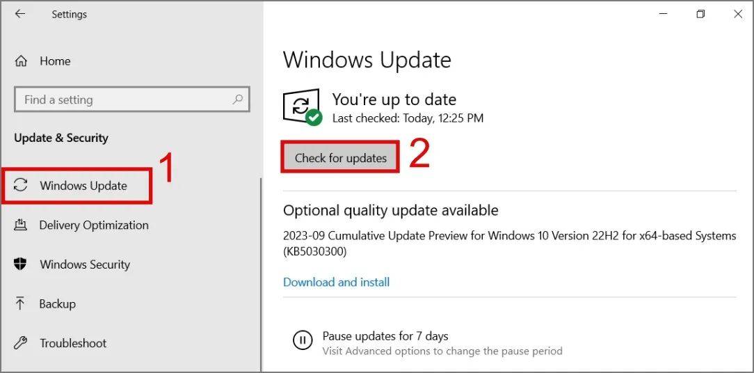 Suchen Sie nach Updates für Windows 10