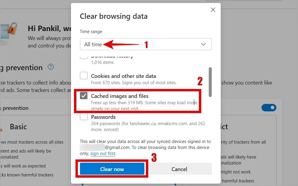 Effacer les données du cache sur Microsoft Edge