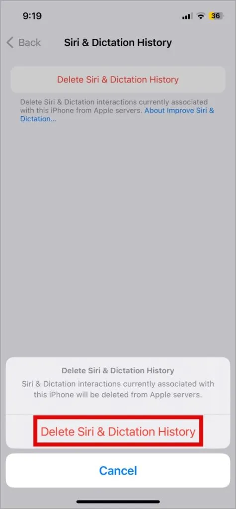 Slett Siri og dikteringshistorikk på iPhone
