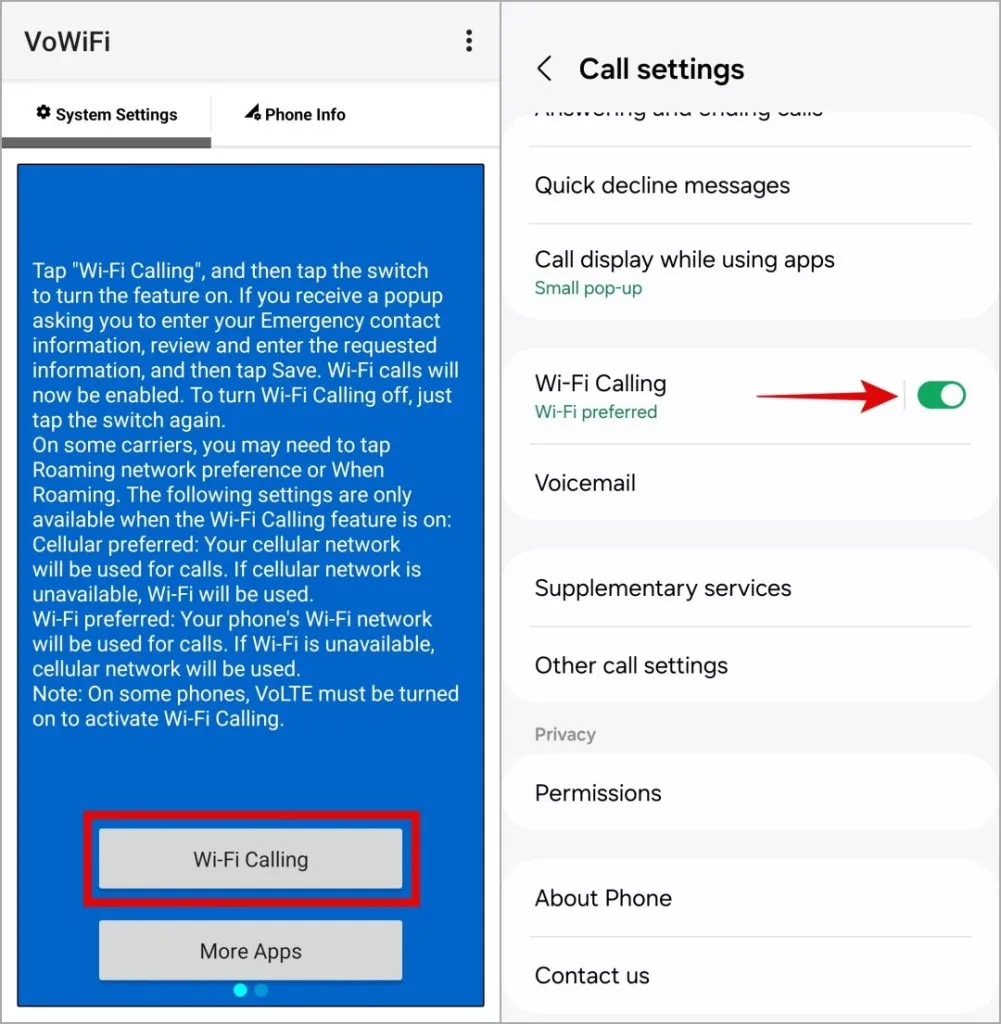 Aktivieren Sie Wi-Fi-Anrufe mit der VoWIFI-App auf dem Samsung Galaxy Phone