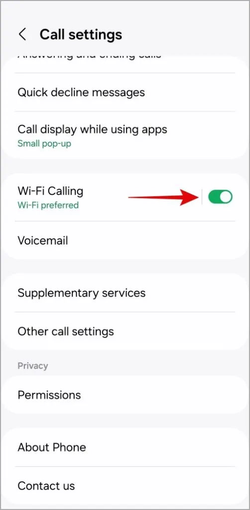 Įgalinkite „Wi-Fi“ skambinimą „Samsung Galaxy Phone“.