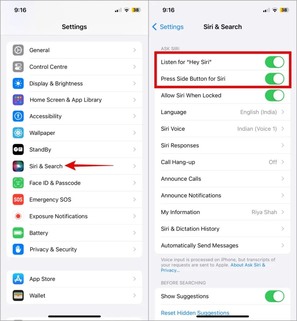 Activar o desactivar Siri en iPhone