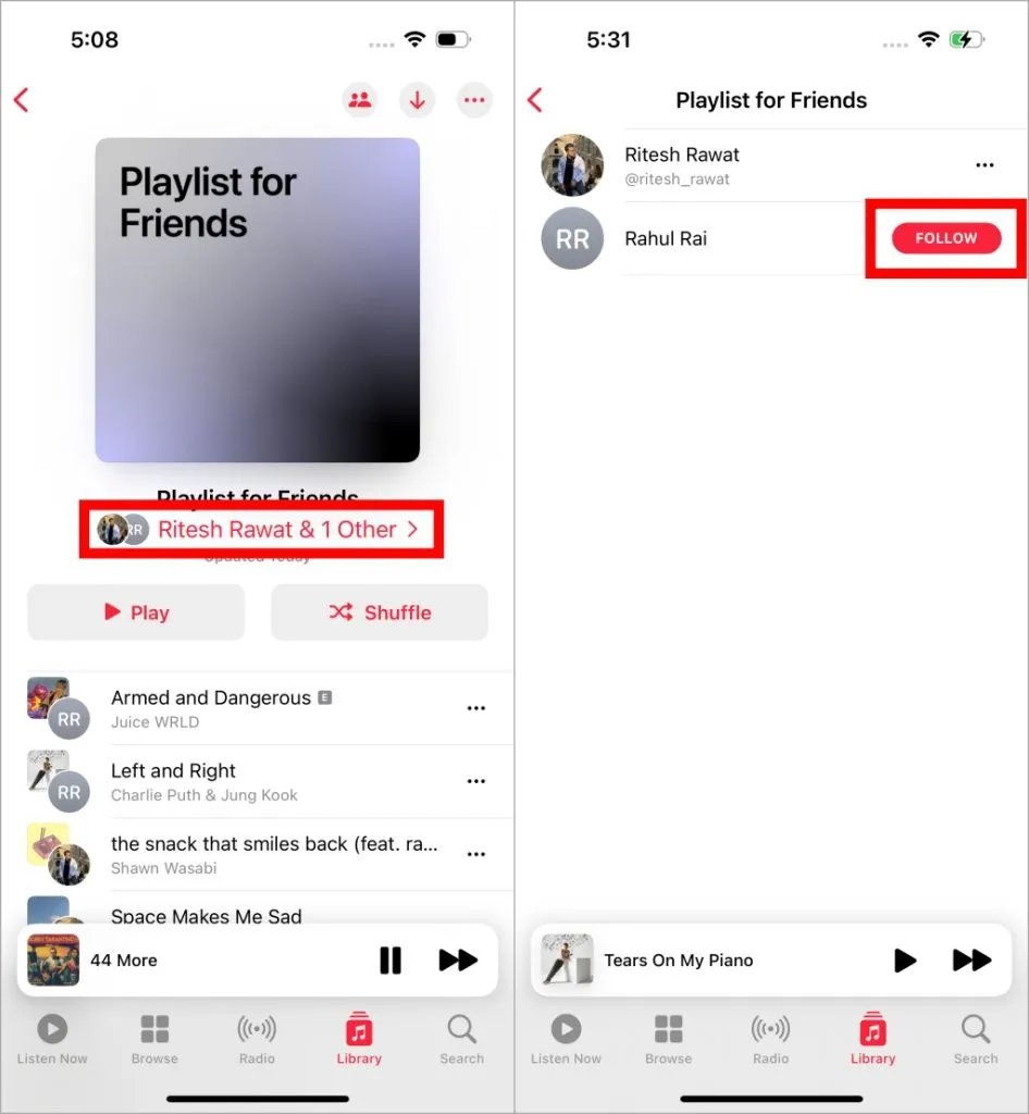 Sledujte ostatní v Apple music