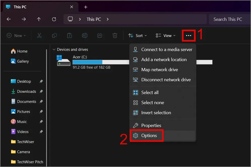 Přejděte do Nastavení Průzkumníka souborů (Windows 11)