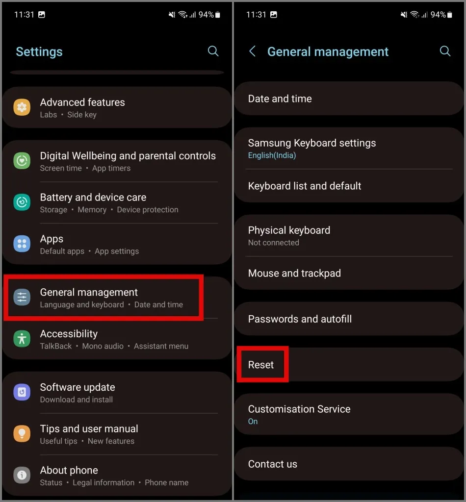 Přejděte na Obnovit nastavení v systému Android