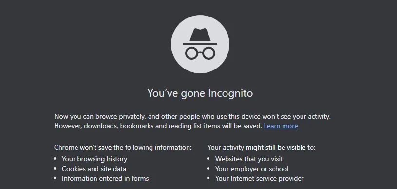 Modalità incognito