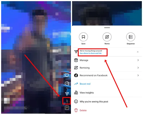 Opção de download de carretel do Instagram