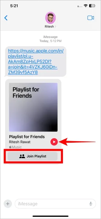 Link para ingressar na playlist colaborativa no Apple Music