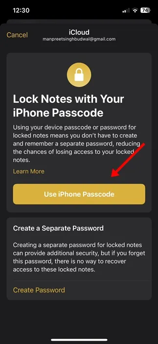 Utiliser le code d'accès de l'iPhone