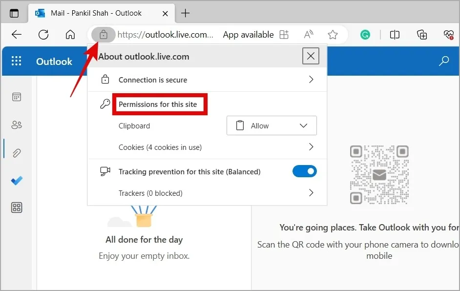 Impostazioni del sito Outlook sui browser