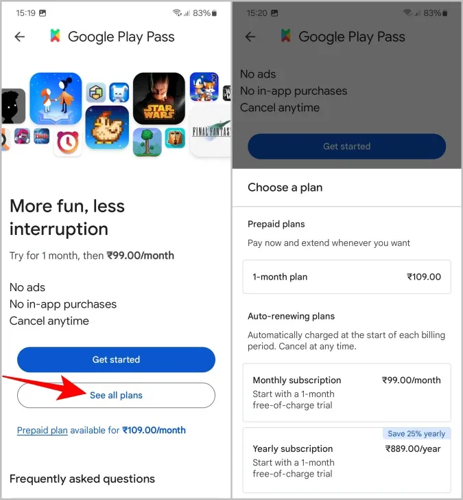 Play 残高を使用して Google Play Pass に登録する