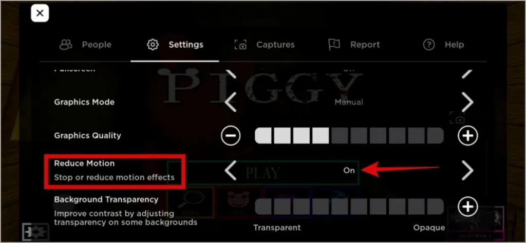 Уменьшите движение в игре Roblox на мобильном телефоне