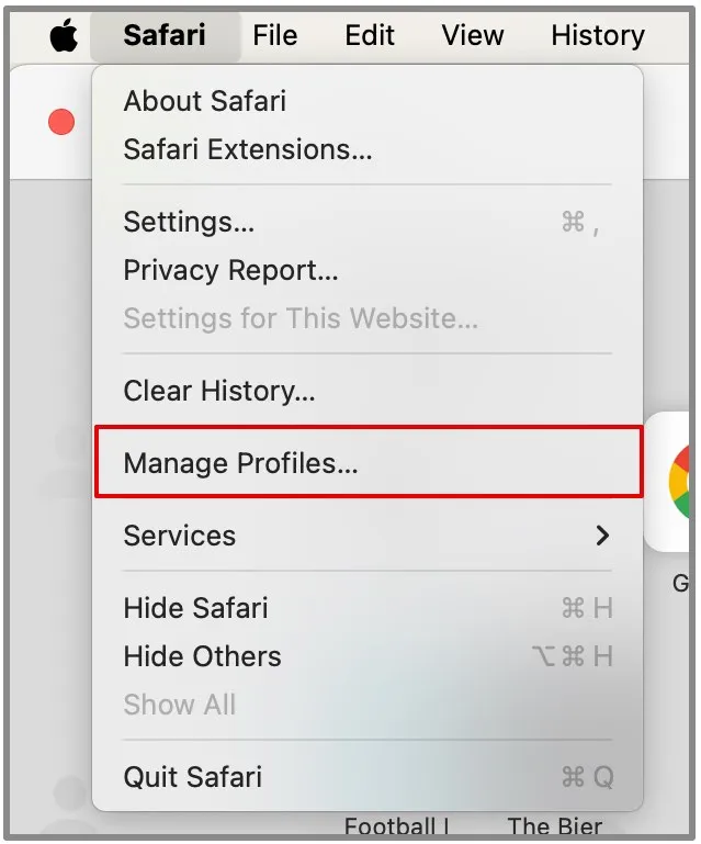 gerenciar perfis no safari no mac