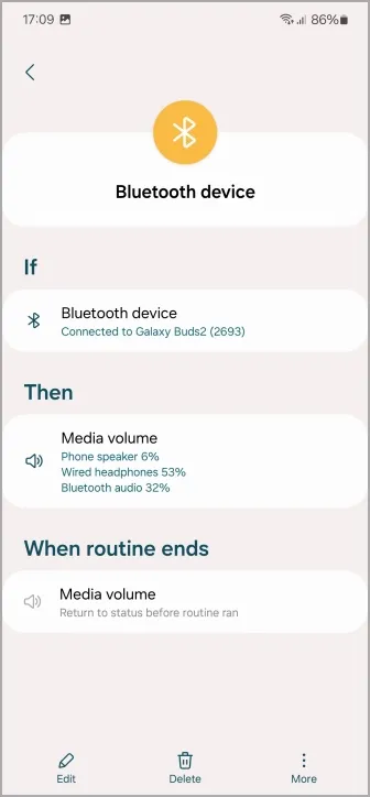 Samsung Galaxy の携帯電話およびタブレットで Bluetooth デバイスを接続するときに音量を下げるルーチン