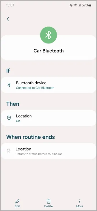 attiva la posizione quando ti connetti alla routine Bluetooth dell'auto nei telefoni Samsung Galaxy