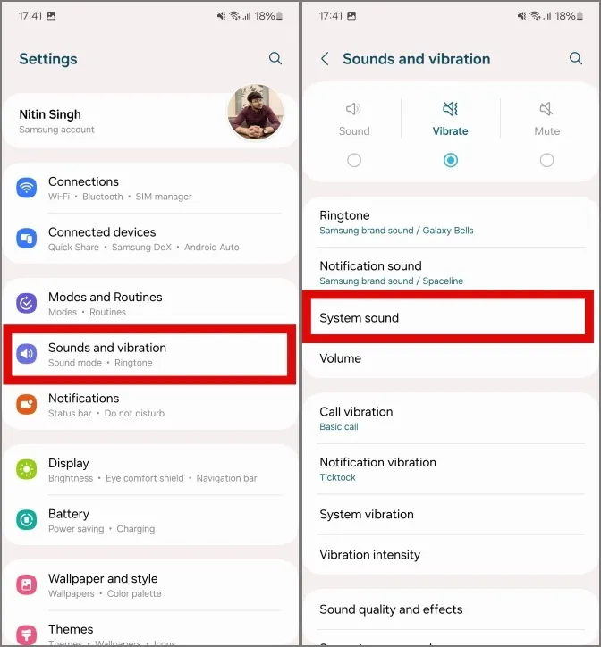 impostazioni audio di sistema in Samsung Galaxy Po=hones