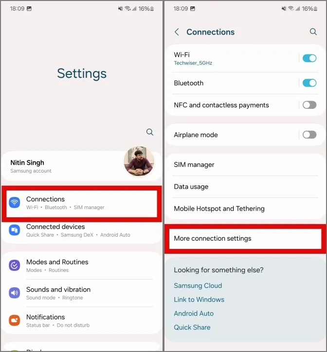 configuración de conexión en samsung galaxy