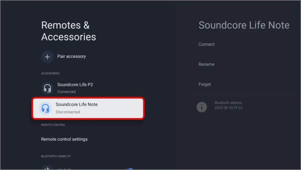 dispositivo audio Bluetooth precedentemente collegato a Google TV