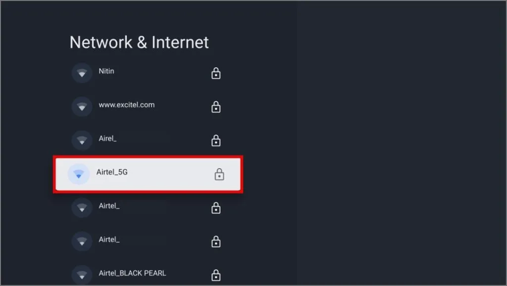 Herstellen einer Verbindung zu einem 5-GHz-WLAN-Netzwerk in Google TV