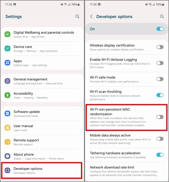 waardoor niet-persistente MAC-randomisatie van Wi-Fi mogelijk wordt gemaakt in Samsung Galaxy-telefoons