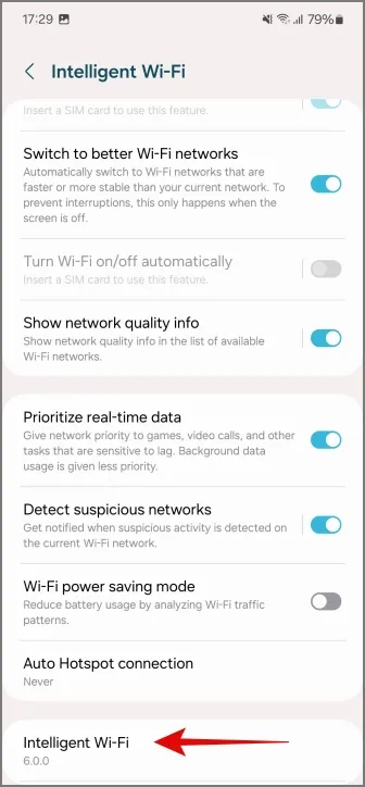 インテリジェント Wi-Fi を 5 回タップします