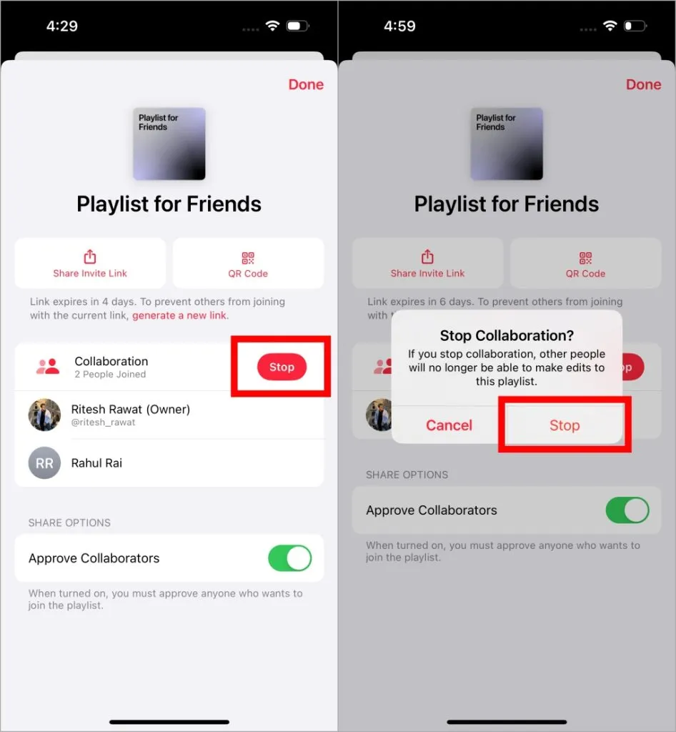 Pare a colaboração no Apple Music