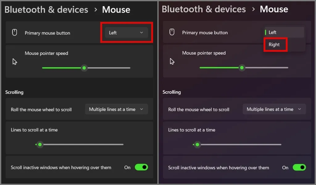 Fonction d'échange des boutons de la souris