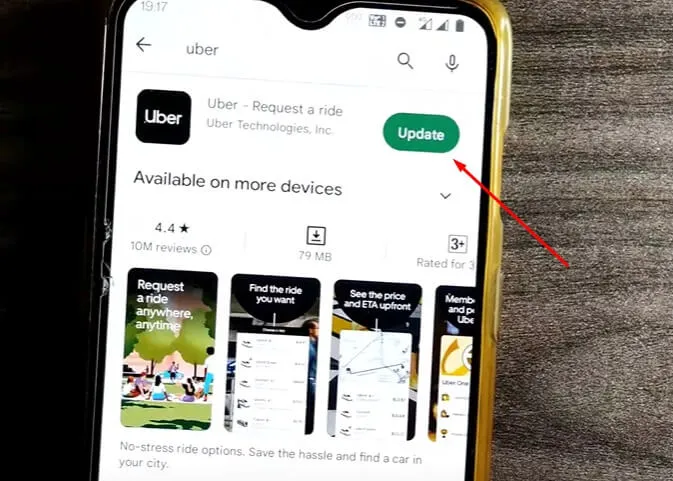 Aktualisieren Sie die Uber-App