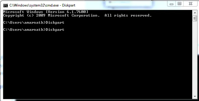 Esegui il comando 'Diskpart' comando