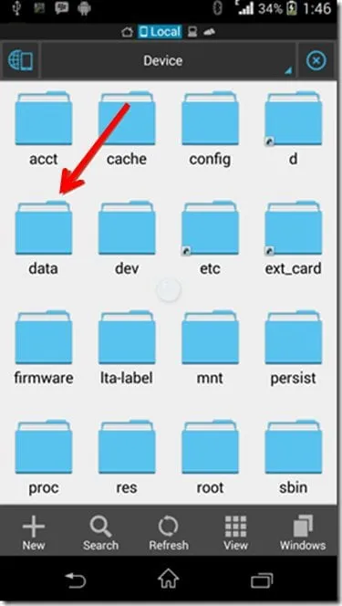 Find 'Data' folder