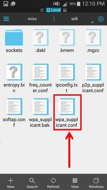 Откройте файл 'wpa_supplicant.conf' файл