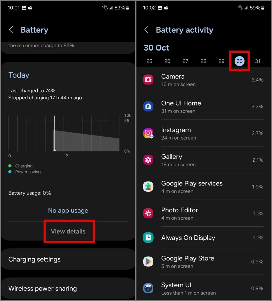 Se detaljer om batteribruk på Android