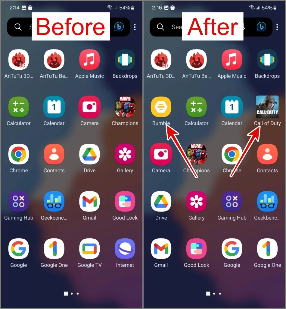 Afficher les applications cachées sur Samsung Galaxy