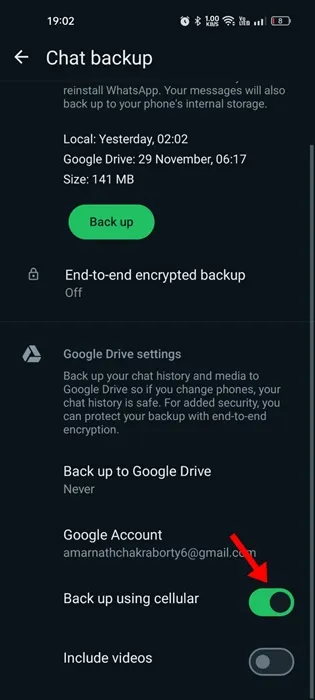 Eseguire il backup utilizzando il cellulare